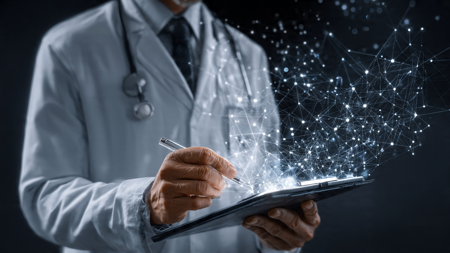 Doctor reviewing AI-generated notes